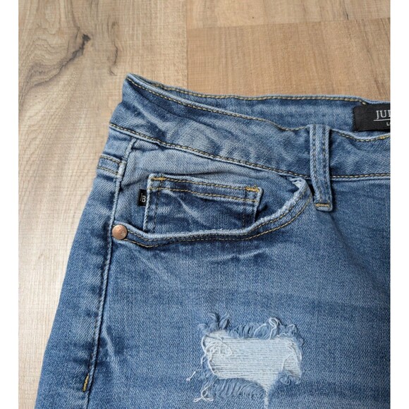 Judy Blue Size 11/30 Boyfriend Fit Jeans High Rise Ripped Distressed Stretch - Picture 5 of 11